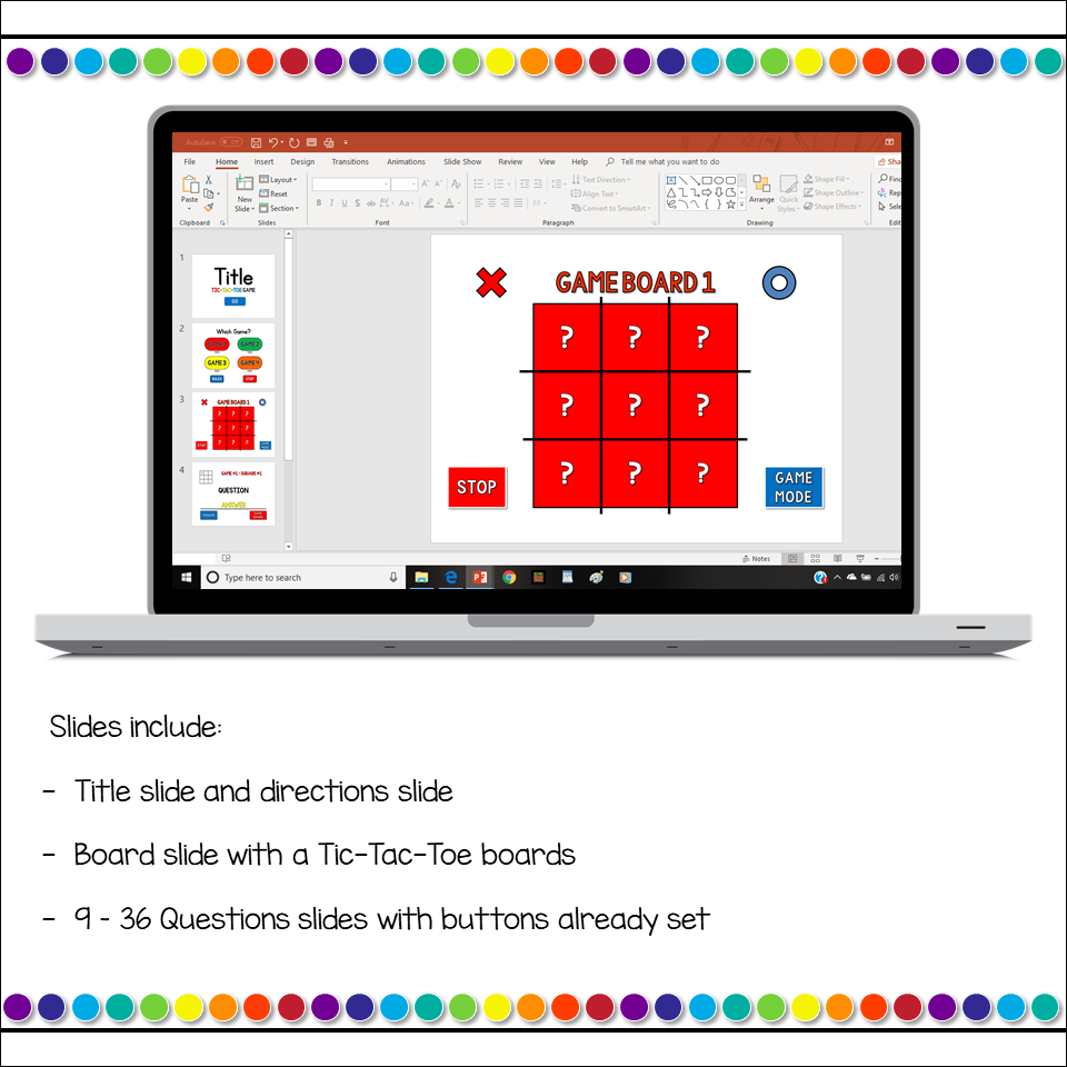 Tic Tac Toe Review (Google Slides Game Template)