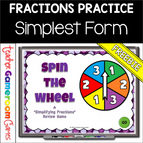 Freebie - Simplifying Fractions Spin the Wheel PowerPoint Game