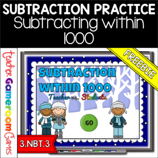 Freebie - Subtraction within 1000 Teacher vs. Student Powerpoint Game