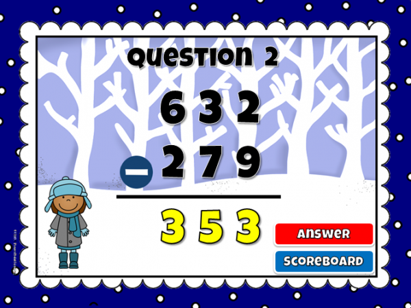 Freebie - Subtraction within 1000 Teacher vs. Student Powerpoint Game - Image 2