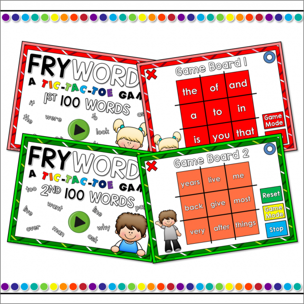 Fry Words Tic-Tac-Toe Set - 1st 500 Words Bundle - Image 4