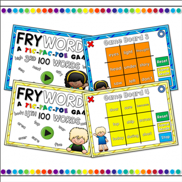Fry Words Tic-Tac-Toe Set - 1st 500 Words Bundle - Image 3