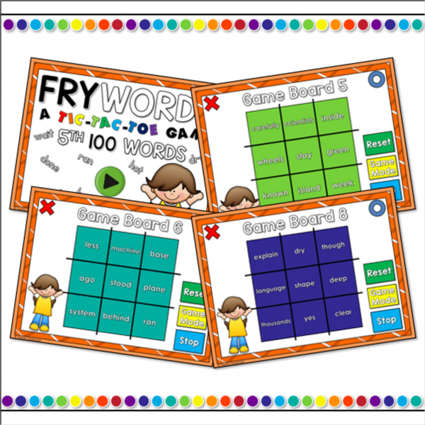 Fry Words Tic-Tac-Toe Set - 1st 500 Words Bundle - Image 2