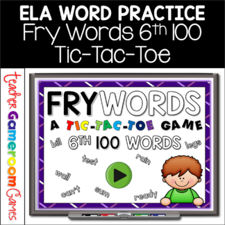 Fry Words Tic-Tac-Toe Set - 6th 100 Words