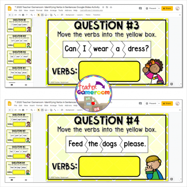 Identifying Verbs in Sentences Google Activity - Image 3