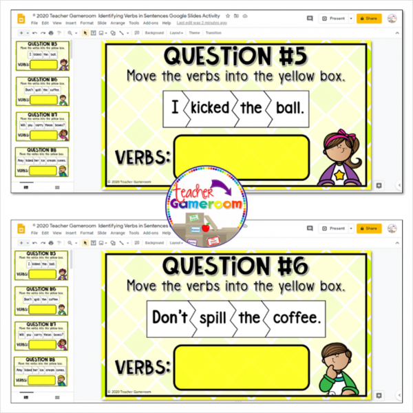 Identifying Verbs in Sentences Google Activity - Image 2