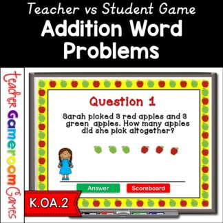 kindergarten addition word problems teacher vs student powerpoint game