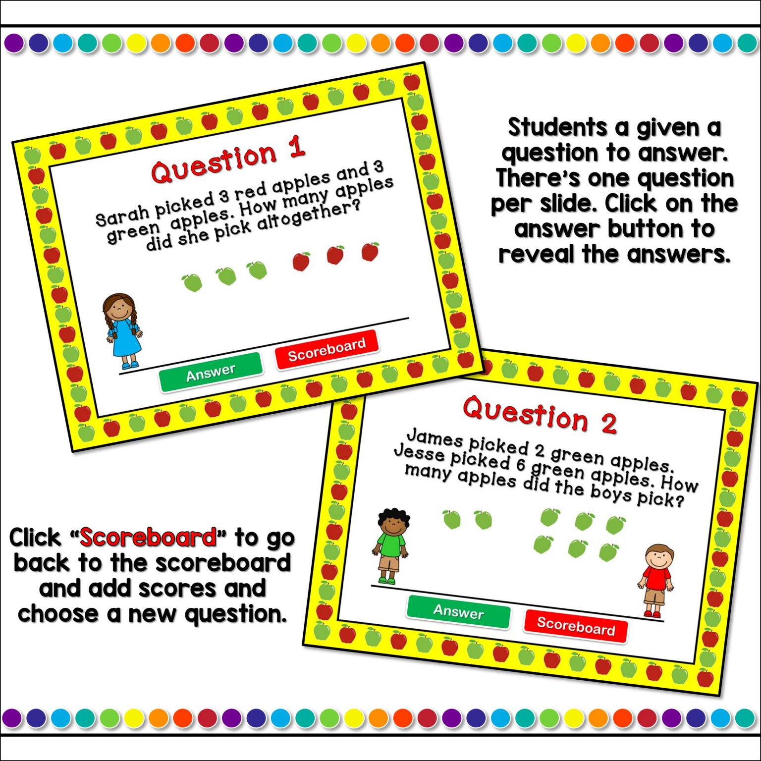 Kindergarten Addition Word Problems Teacher vs Student Powerpoint Game ...