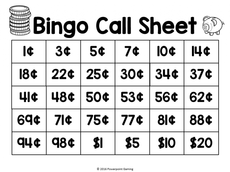 Money Bingo Powerpoint Game - Teacher Gameroom