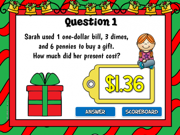 Money Word Problems Christmas Student vs Student Powerpoint Game - Image 3