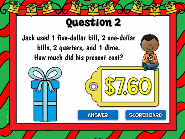 Money Word Problems Christmas Student vs Student Powerpoint Game - Image 2