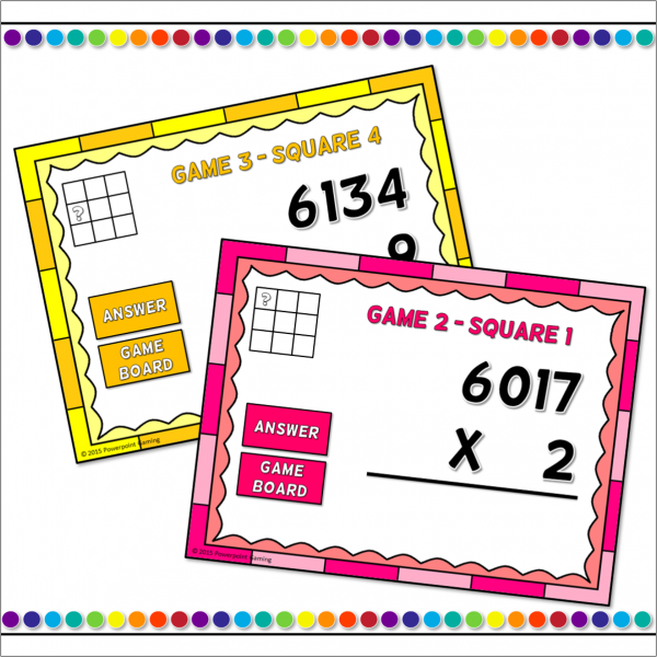 Multiplication 4 Digit by 1 Digit Numbers Tic-Tac-Toe Powerpoint Game - Image 2