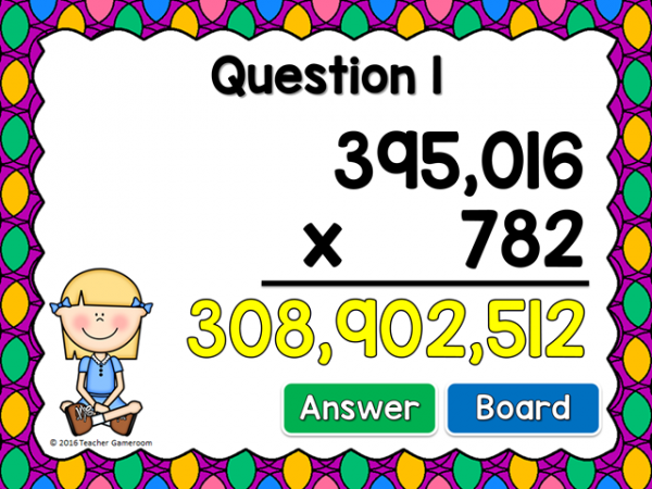 Multiplication 6 Digit by 3 Digit Teacher vs Student Powerpoint Game - Image 3