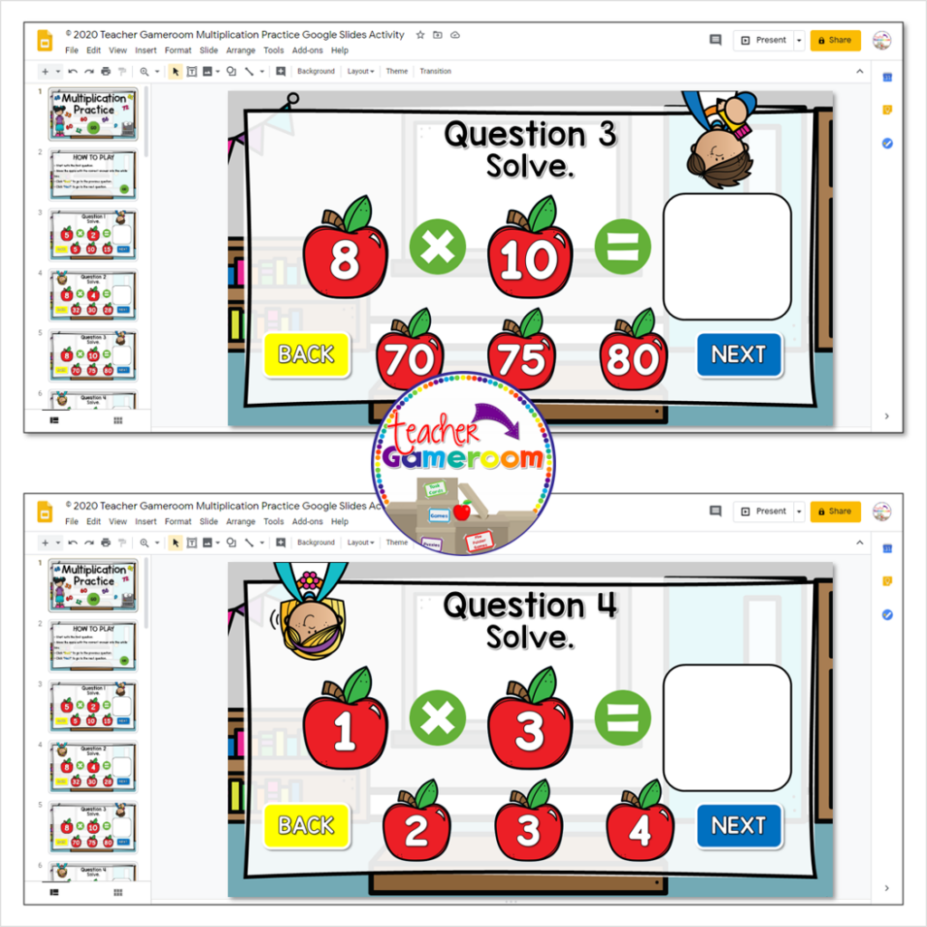 Multiplication Practice Google Slides Activity - Teacher Gameroom