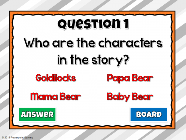 Reading Comprehension - Fairy Tales - Goldilocks and the 3 Bears Mini Powerpoint Game - Image 4