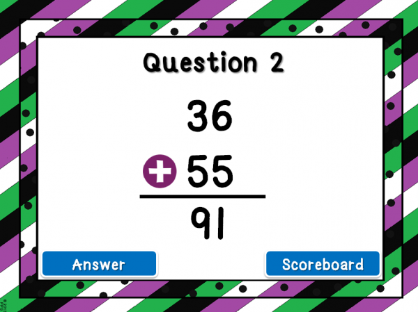 Student vs. Student - 2 Digit Addition Powerpoint Game - Image 2