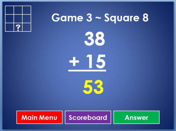 Tic-Tac-Toe 2 Digit Addition Powerpoint Game - Image 4