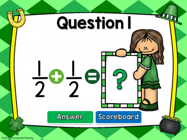 Student vs Student - Adding Fractions St. Patrick's Day Powerpoint Game - Image 3