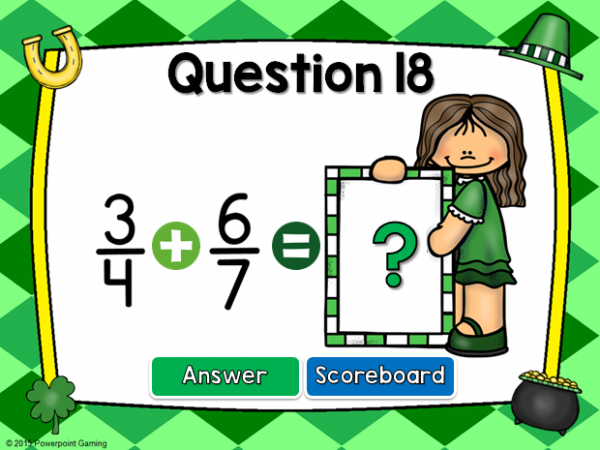 Student vs Student - Adding Fractions St. Patrick's Day Powerpoint Game - Image 2