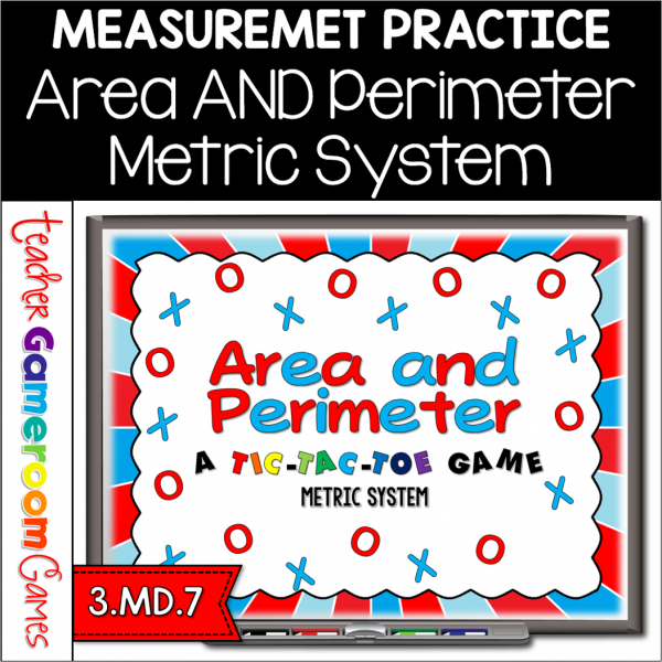 Tic Tac Toe - Area and Perimeter Powerpoint Game Metric System