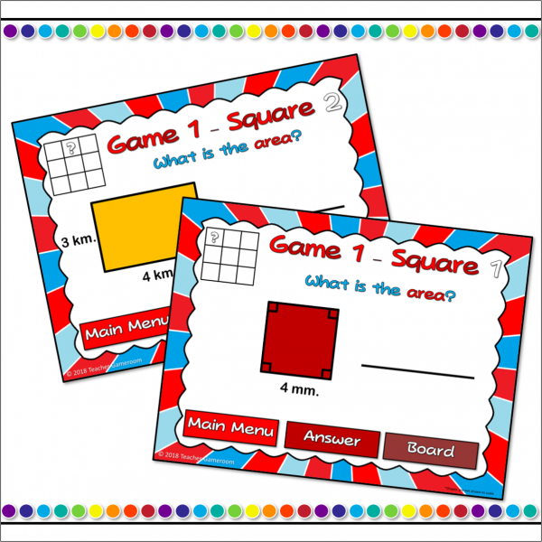 Tic Tac Toe - Area and Perimeter Powerpoint Game Metric System - Image 2