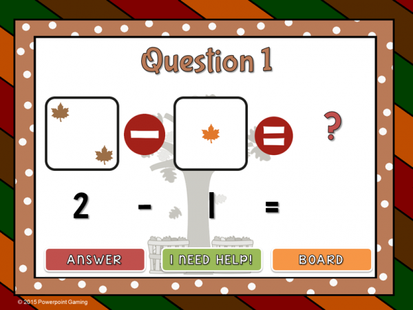 Subtract within 5 Fall Edition Powerpoint Game - Image 3
