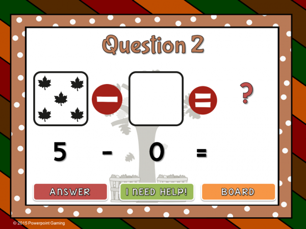 Subtract within 5 Fall Edition Powerpoint Game - Image 2