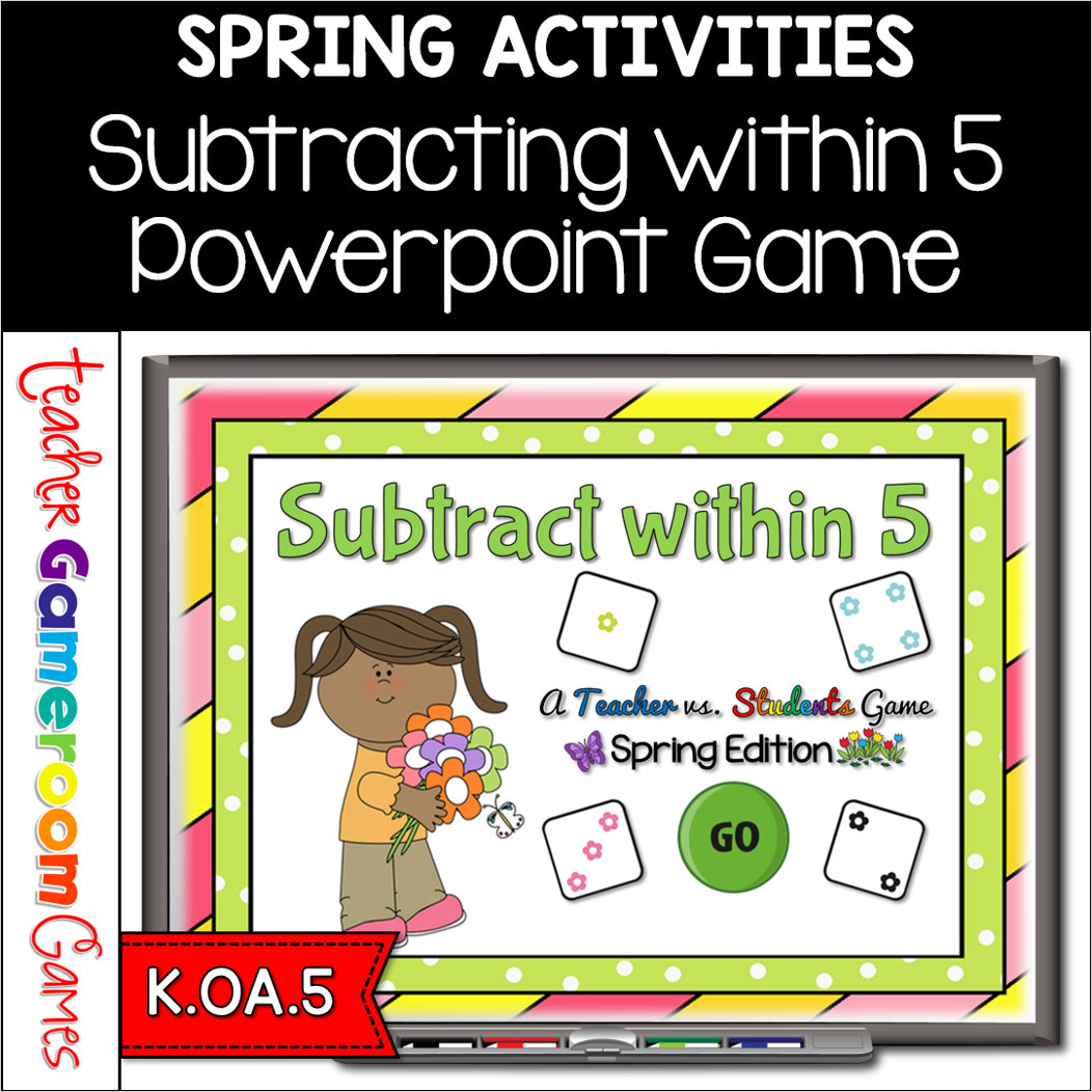 Subtract within 5 Spring Powerpoint Game