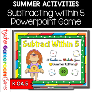 Subtract within 5 Summer Edition Powerpoint Game