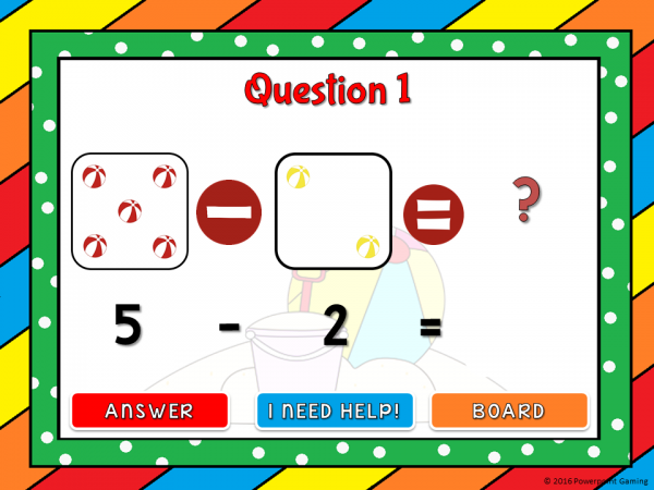 Subtract within 5 Summer Edition Powerpoint Game - Image 2