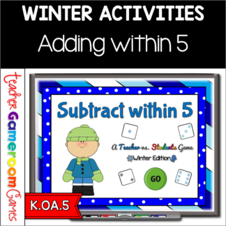 Subtract within 5 Winter Edition Powerpoint Game