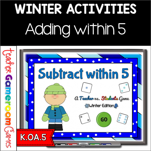 Subtract within 5 Winter Edition Powerpoint Game