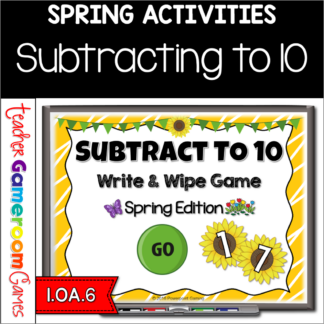 Subtracting to 10 Spring Powerpoint Game