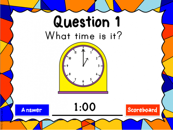Telling Time to the Half Hour Teacher vs. Student Powerpoint Game - Image 4