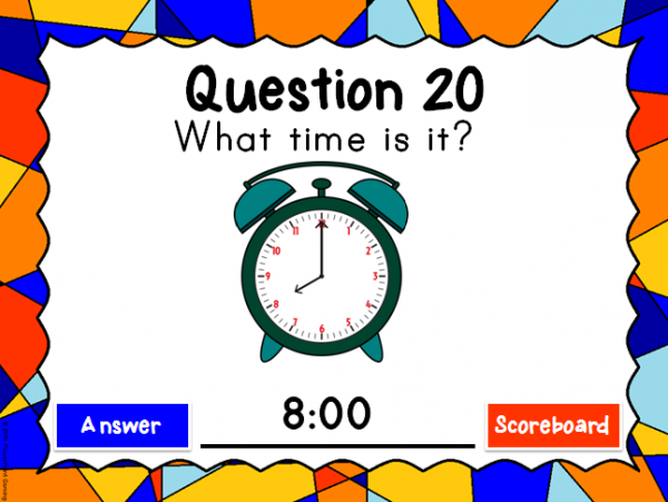 Telling Time to the Half Hour Teacher vs. Student Powerpoint Game - Image 3