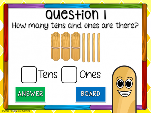 Tens and Ones with Popsicle Stick Teacher vs Student Powerpoint Game - Image 3