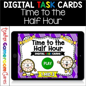 Time to the Half Hour Task Cards Game
