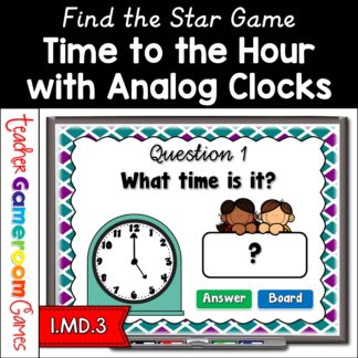 time to the hour find the star game | analog clocks | telling time activities