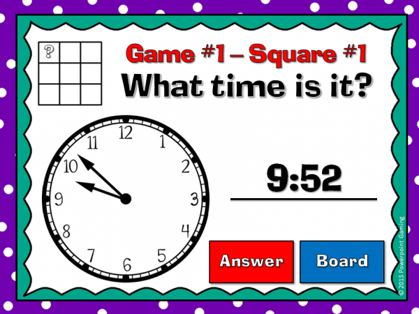 Time to the Minute Tic-Tac-Toe Powerpoint Game - Image 3