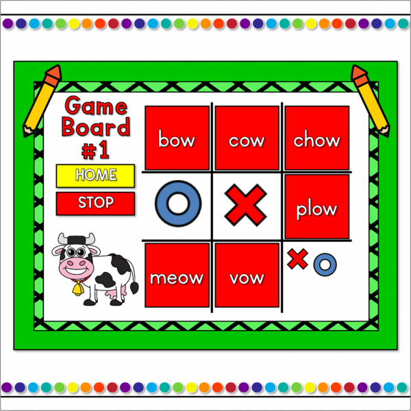 Word Families -ow (short) Words Tic-Tac-Toe Powerpoint Game - Image 3
