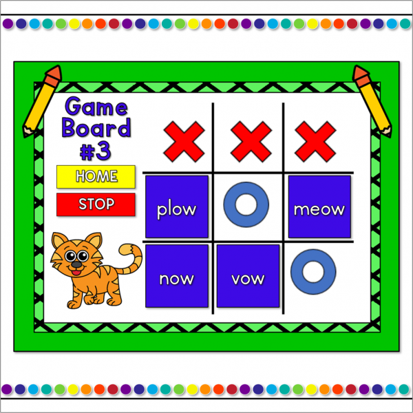 Word Families -ow (short) Words Tic-Tac-Toe Powerpoint Game - Image 4