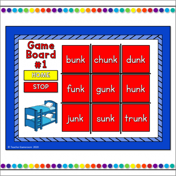 Word Families -unk Words Tic-Tac-Toe Powerpoint Game - Image 3