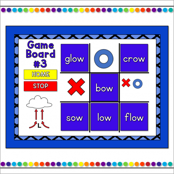 Word Families Tic-Tac-Toe -ow words (long) - Image 4