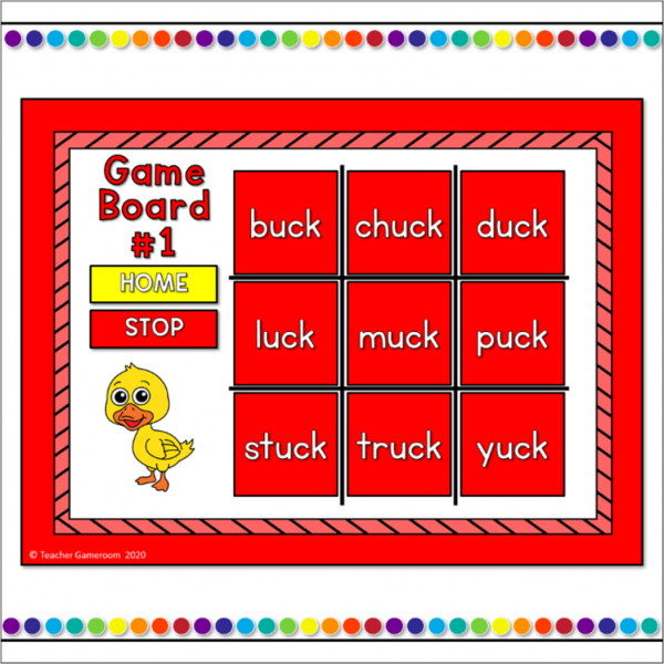 Word Families -uck Words Tic-Tac-Toe Powerpoint Game - Image 3