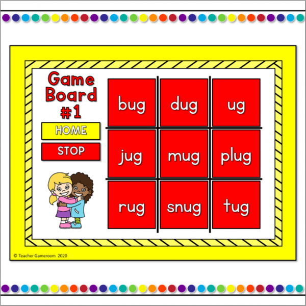 Word Families -ug Words Tic-Tac-Toe Powerpoint Game - Image 3