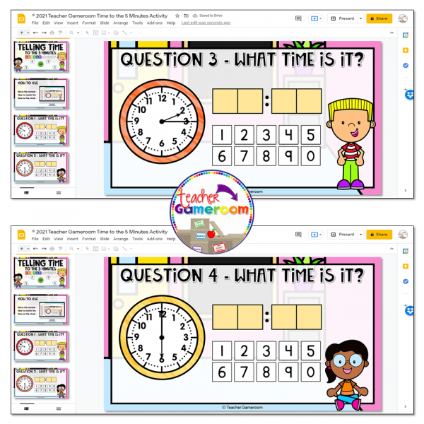 Telling Time To the 5 Minutes Google Activity - Image 3