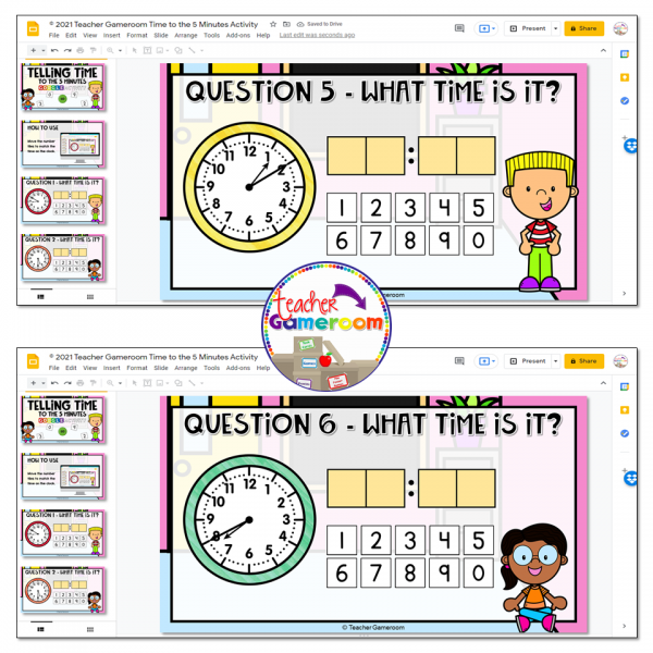 Telling Time To the 5 Minutes Google Activity - Image 2