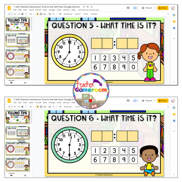Telling Time To the Half Hour Google Activity - Image 2