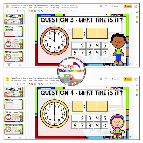 Telling Time To the Hour Google Activity - Image 3