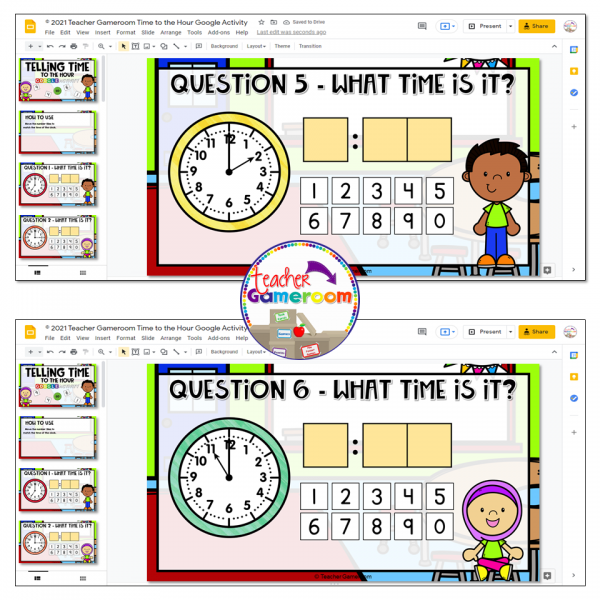 Telling Time To the Hour Google Activity - Image 4